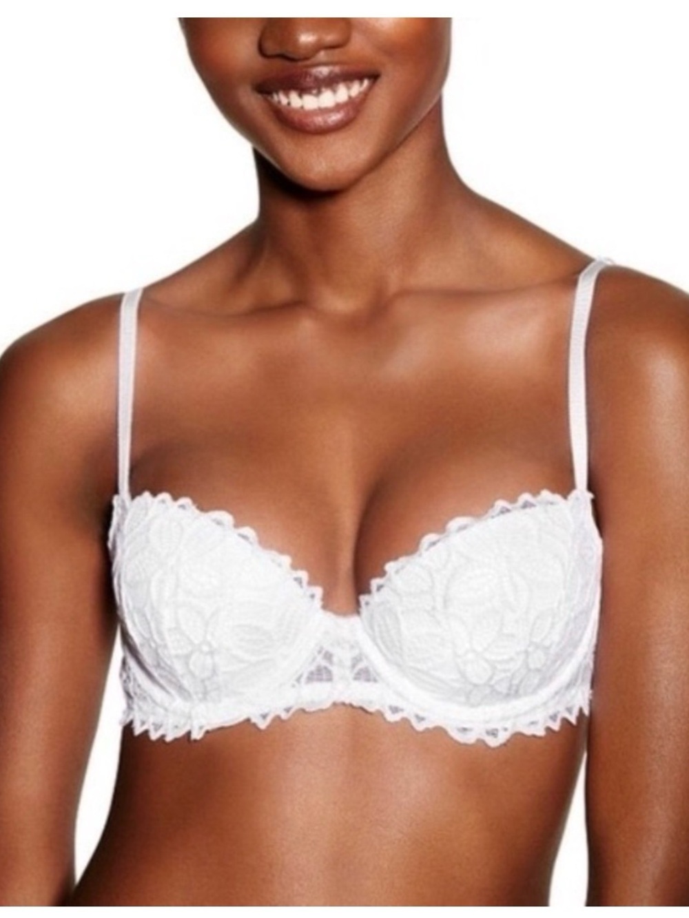 VS Pink White Floral Lace Pushup Bra size 34D